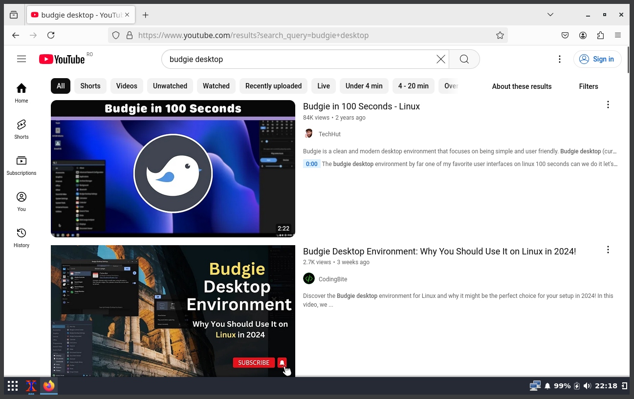 Running 'Budgie desktop'
